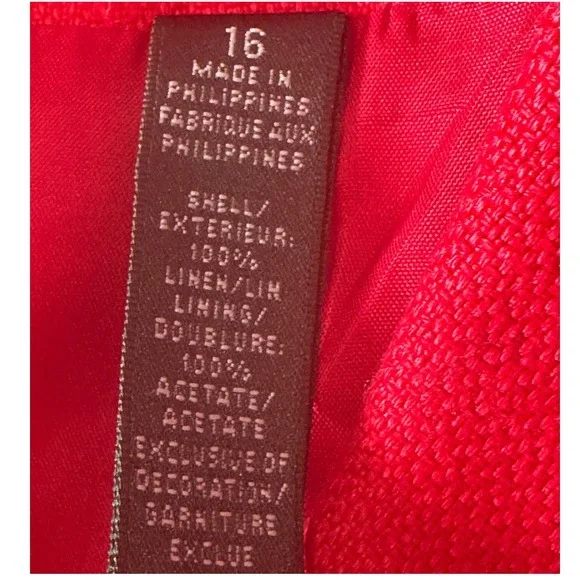 Lauren Ralph Lauren Blazer SZ16 Red Linen Nautical Gold Button Bullion Crest - Picture 9 of 15